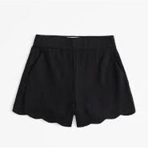 Abercrombie & Fitch Black High-Waist Scallop Hem Shorts